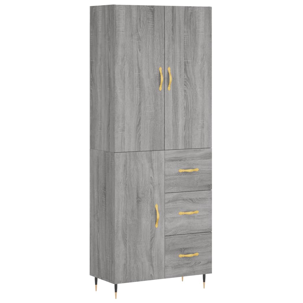 Aparador Alto Madera Contrachapada Gris Sonoma 69,5x34x180 Cm_1