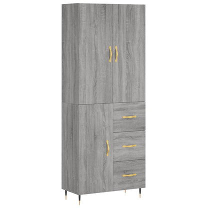 Aparador Alto Madera Contrachapada Gris Sonoma 69,5x34x180 Cm_1