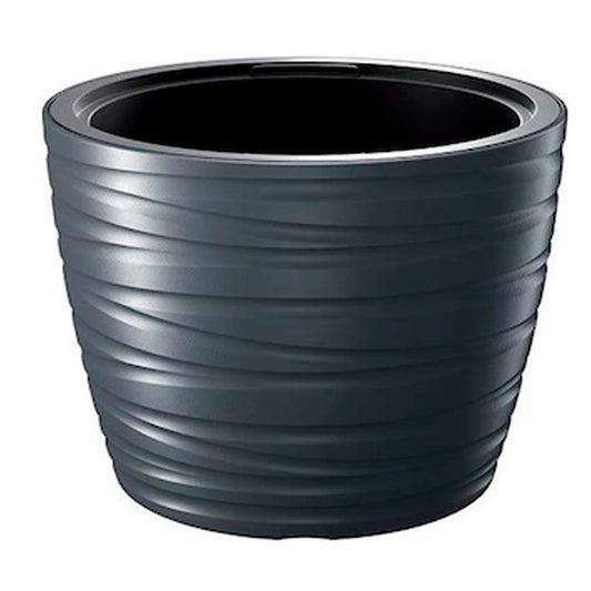 Maceta Baja Con Deposito 22l Maze De Plastico En Color Antracita 37,5 (largo) X 37,5 (ancho) X 27,9 (alto) Cm_0