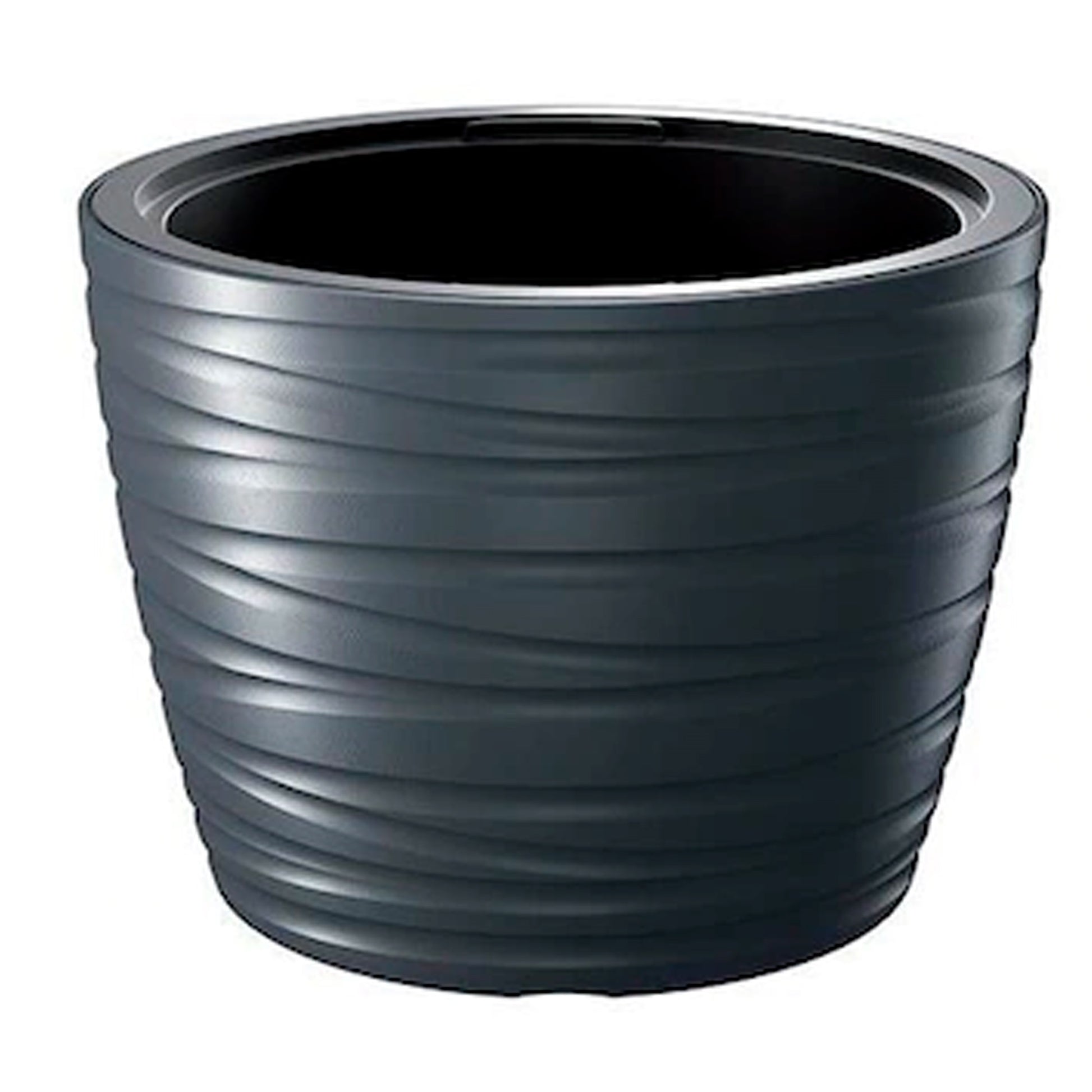 Maceta Baja Con Deposito 48l Maze De Plastico En Color Antracita 47,5 (largo) X 47,5 (ancho) X 34,9 (alto) Cm_0