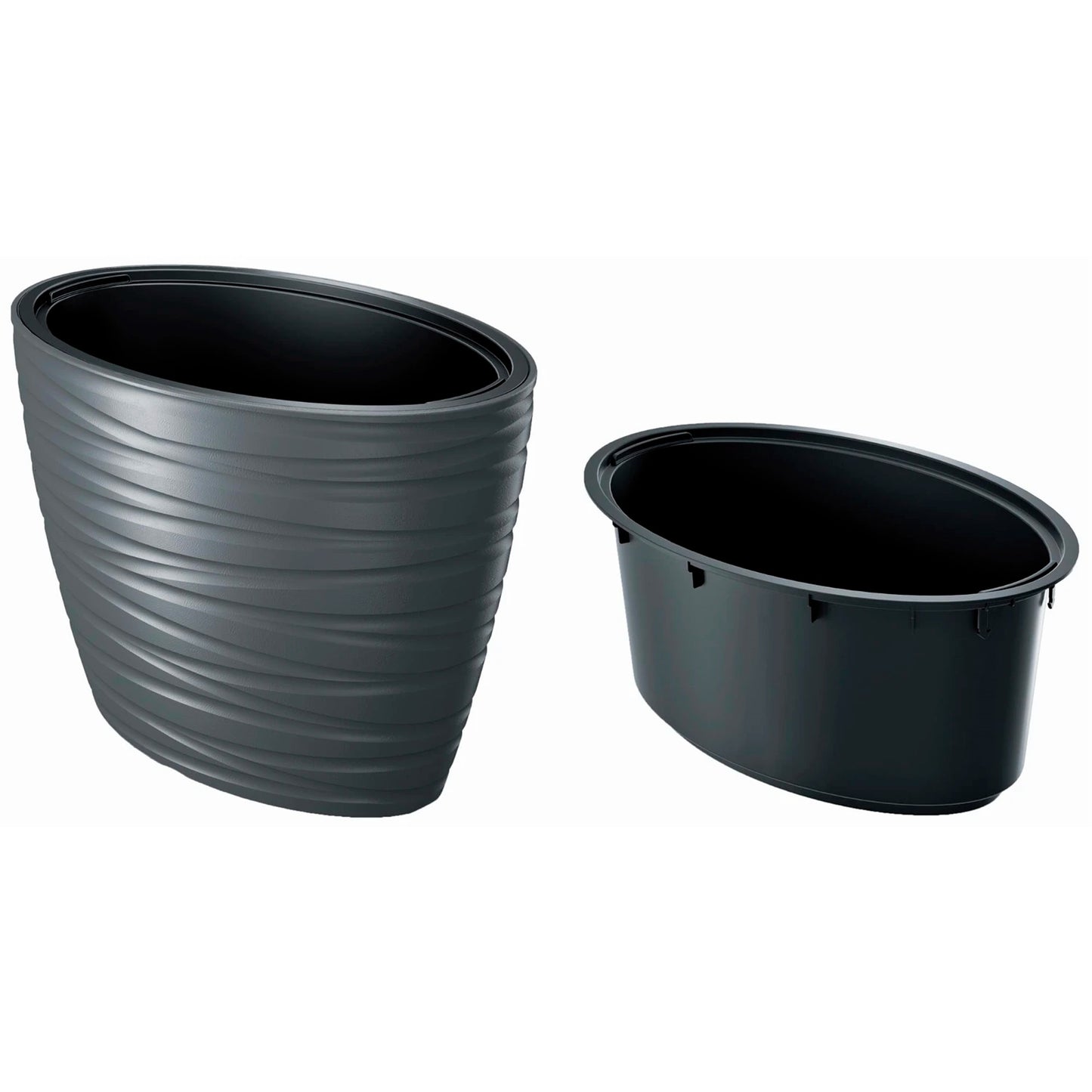 Maceta Ovalada Con Deposito 56l Maze De Plastico En Color Antracita 58,5 (largo) X 38,5 (ancho) X 42,3 (alto) Cm_1