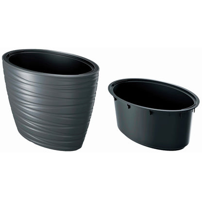 Maceta Ovalada Con Deposito 56l Maze De Plastico En Color Antracita 58,5 (largo) X 38,5 (ancho) X 42,3 (alto) Cm_1