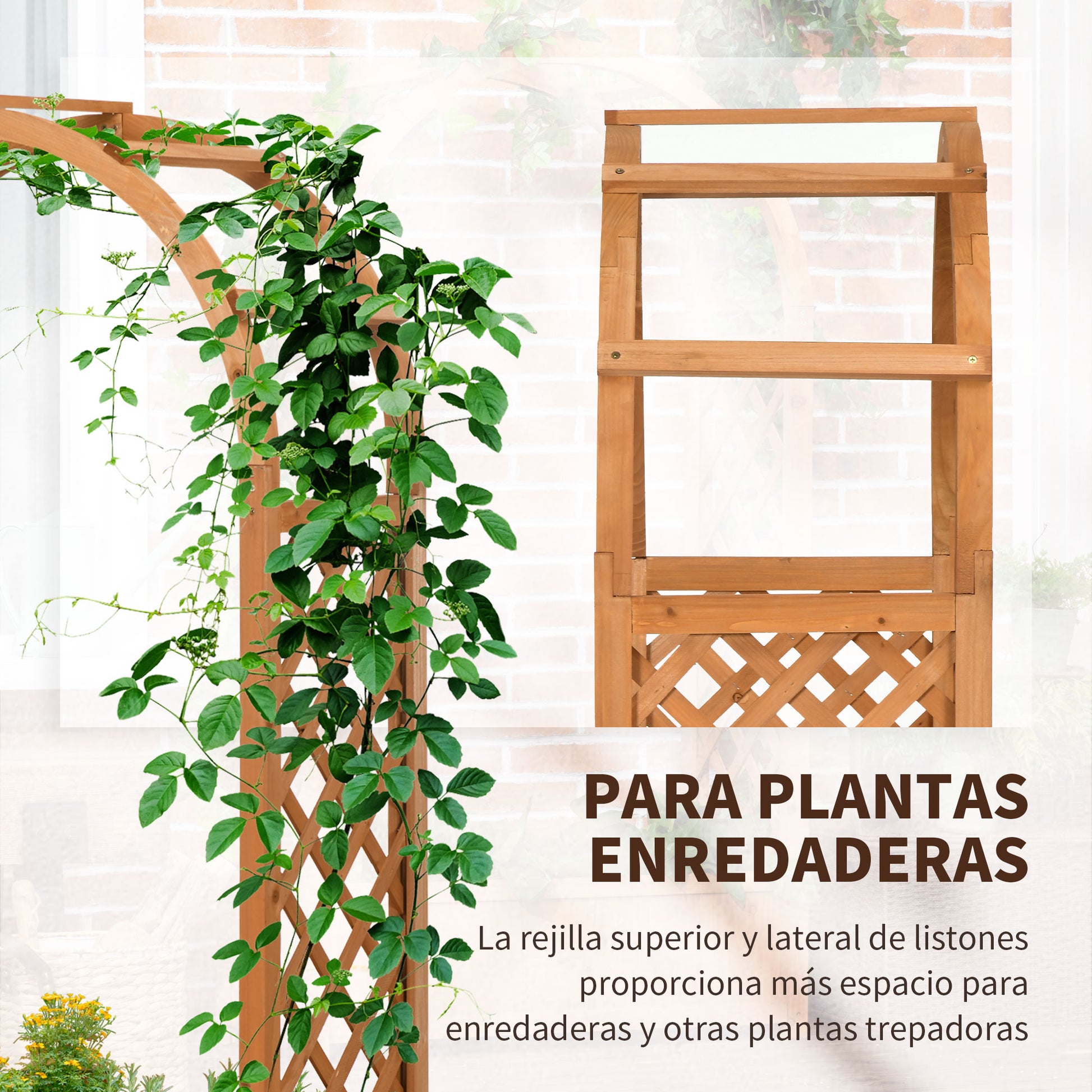 Outsunny Jardinera Enrejado Con Arco Para Trepadoras Cultivos Flores 83x36x152cm_3