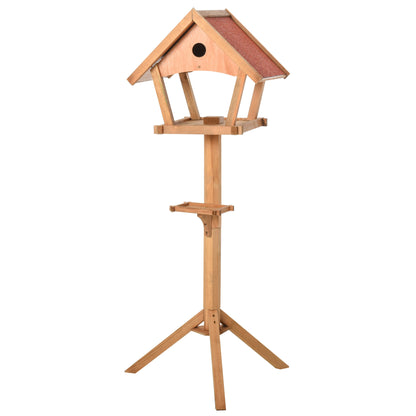 Pawhut Comedero Para Pájaros De Pie De Madera 49x45x139 Cm Con Techo Asfáltico_0