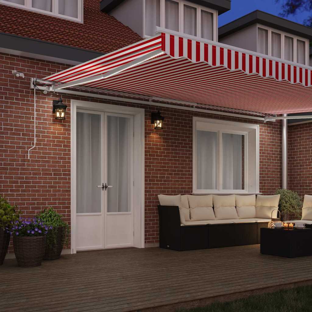Toldo Retráctil Rojo Y Blanco 500 X 300 Cm Poliéster_2