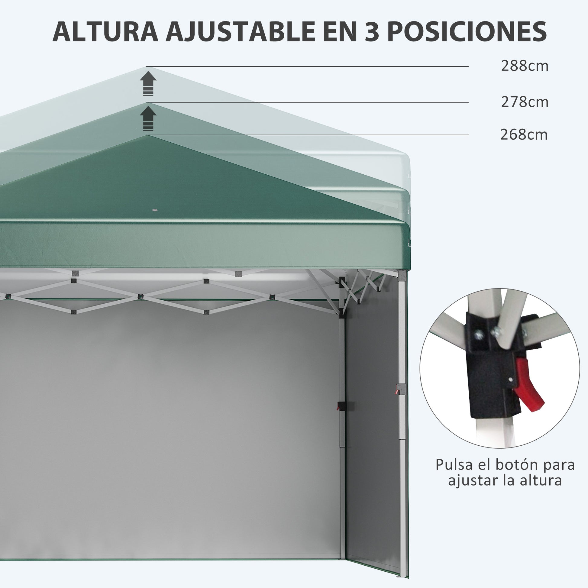 Outsunny Carpa Plegable 3x3 M Con Altura Ajustable Y Bolsa De Transporte Verde_5