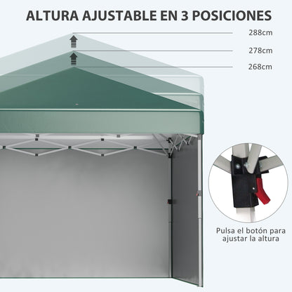 Outsunny Carpa Plegable 3x3 M Con Altura Ajustable Y Bolsa De Transporte Verde_5