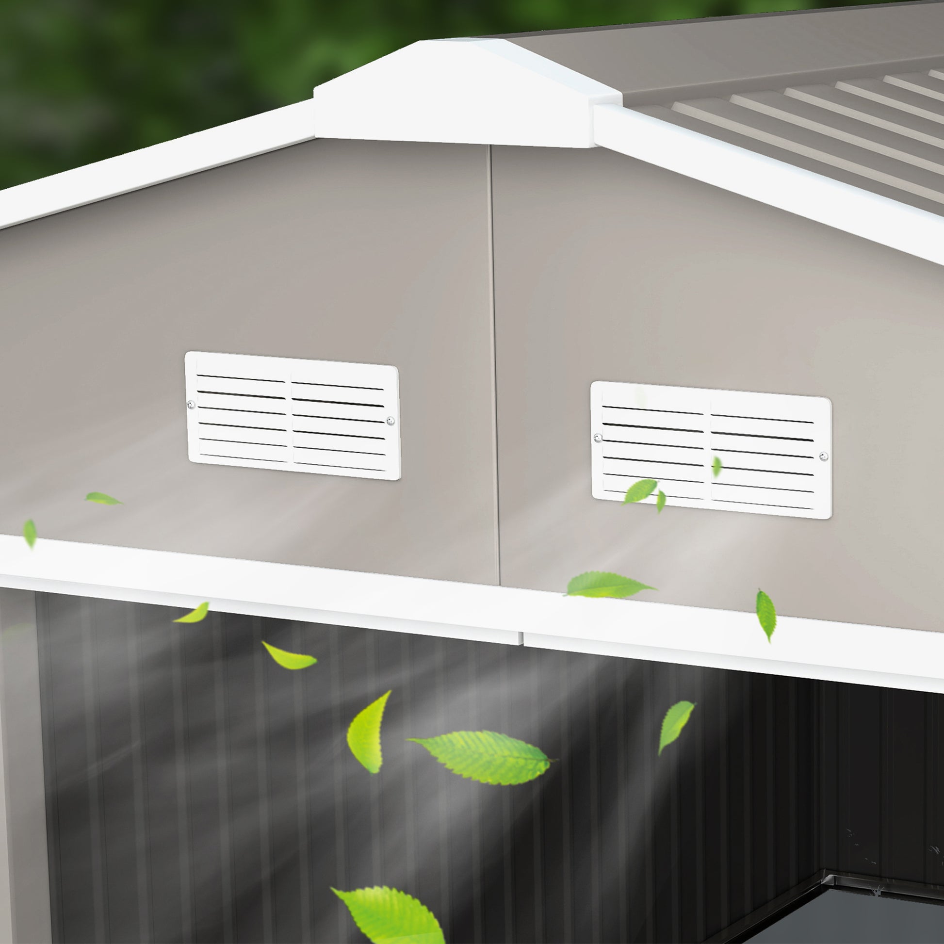 Outsunny Caseta De Jardín De Exterior 12,4 M² 340x386x200 Cm Gris Claro_3