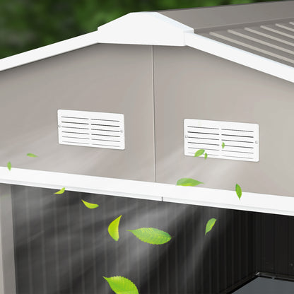 Outsunny Caseta De Jardín De Exterior 12,4 M² 340x386x200 Cm Gris Claro_3