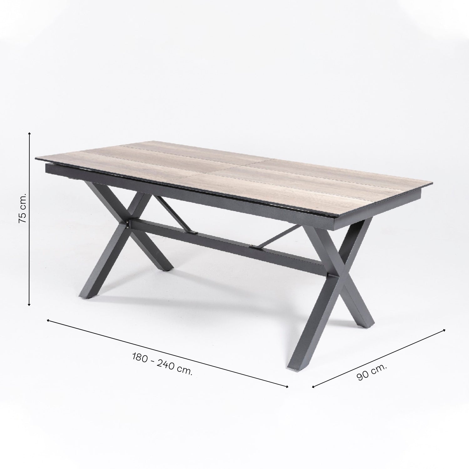 Conjunto De Mesas Y Sillas Acolchadas De Jardín, Mesa Extensible 180 A 240 Cm, Aluminio Y Hpl, Color Antracita_4
