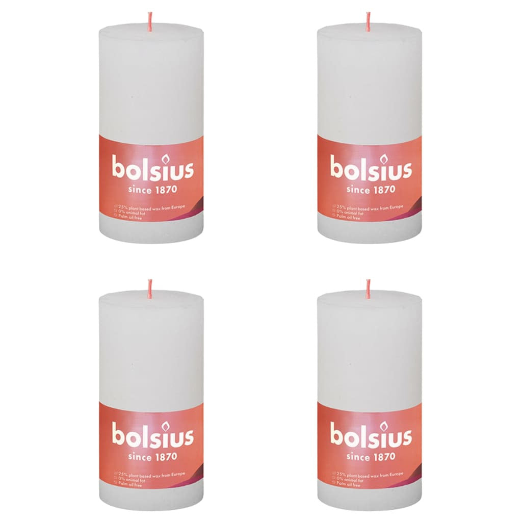 Bolsius Velas Rústicas Shine 4 Unidades Blanco Turbio 130x68 Mm_0