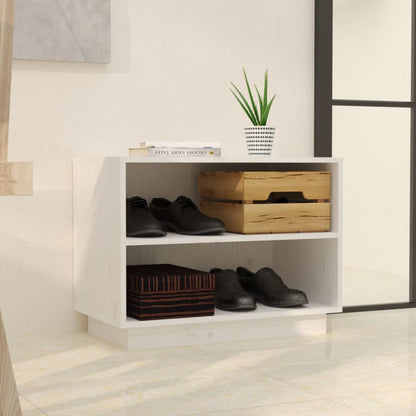 Armario Zapatero De Madera Maciza De Pino Blanco 60x34x45 Cm / Vetonek_1