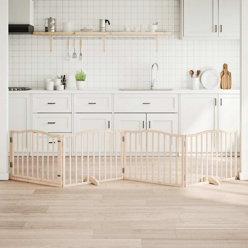 Vidaxl Puerta Para Perros Plegable 4 Paneles Madera De Álamo 320 Cm_1