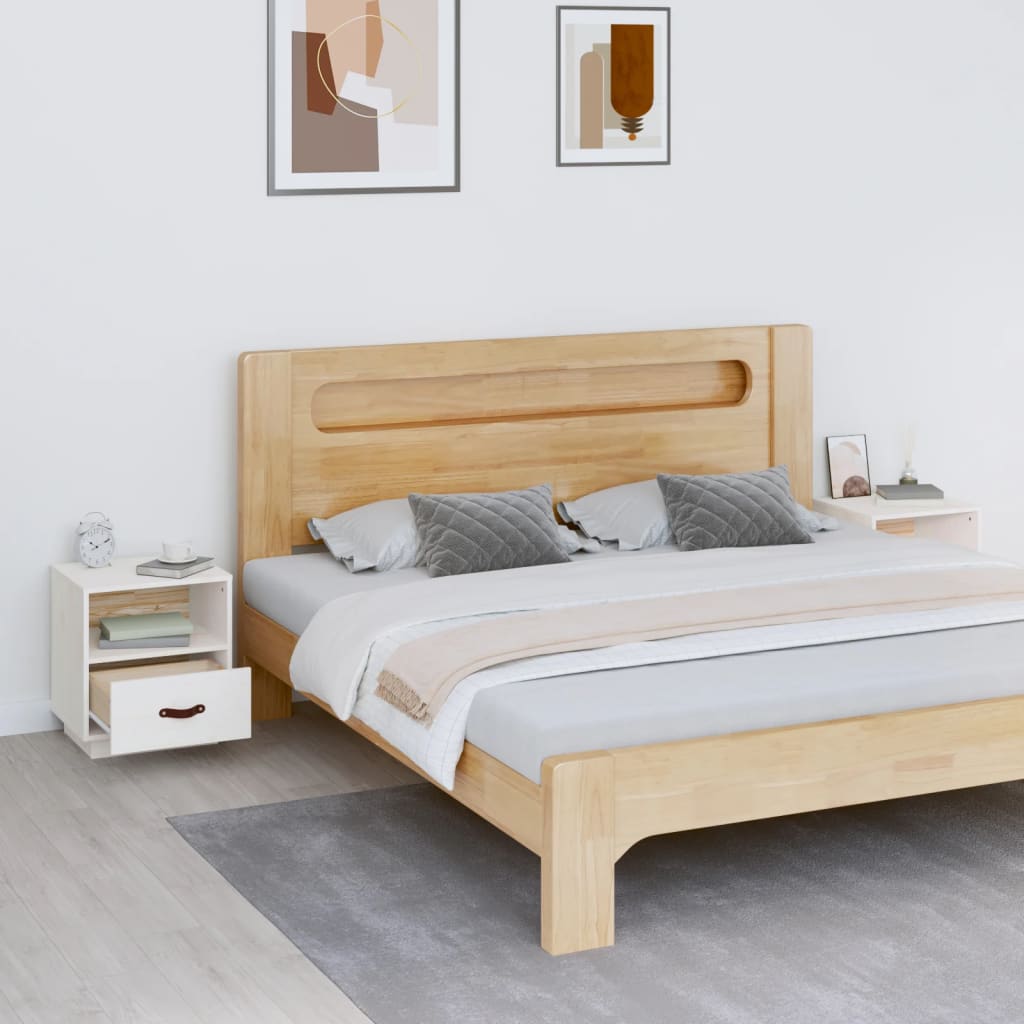 Mesitas De Noche 2 Uds Madera Maciza Pino Blanco 40x34x45 Cm_1