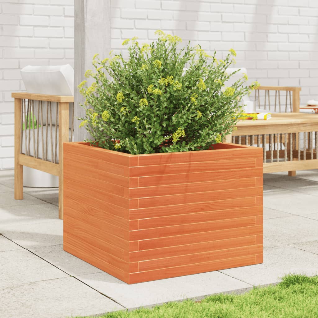 Jardinera De Madera Maciza De Pino Marrón Cera 60x60x46 Cm_2