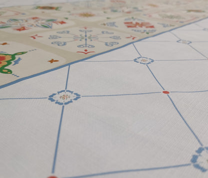 Mantel| Composicion Pvc| Base Poliester| Antimanchas| Mosaico Azul