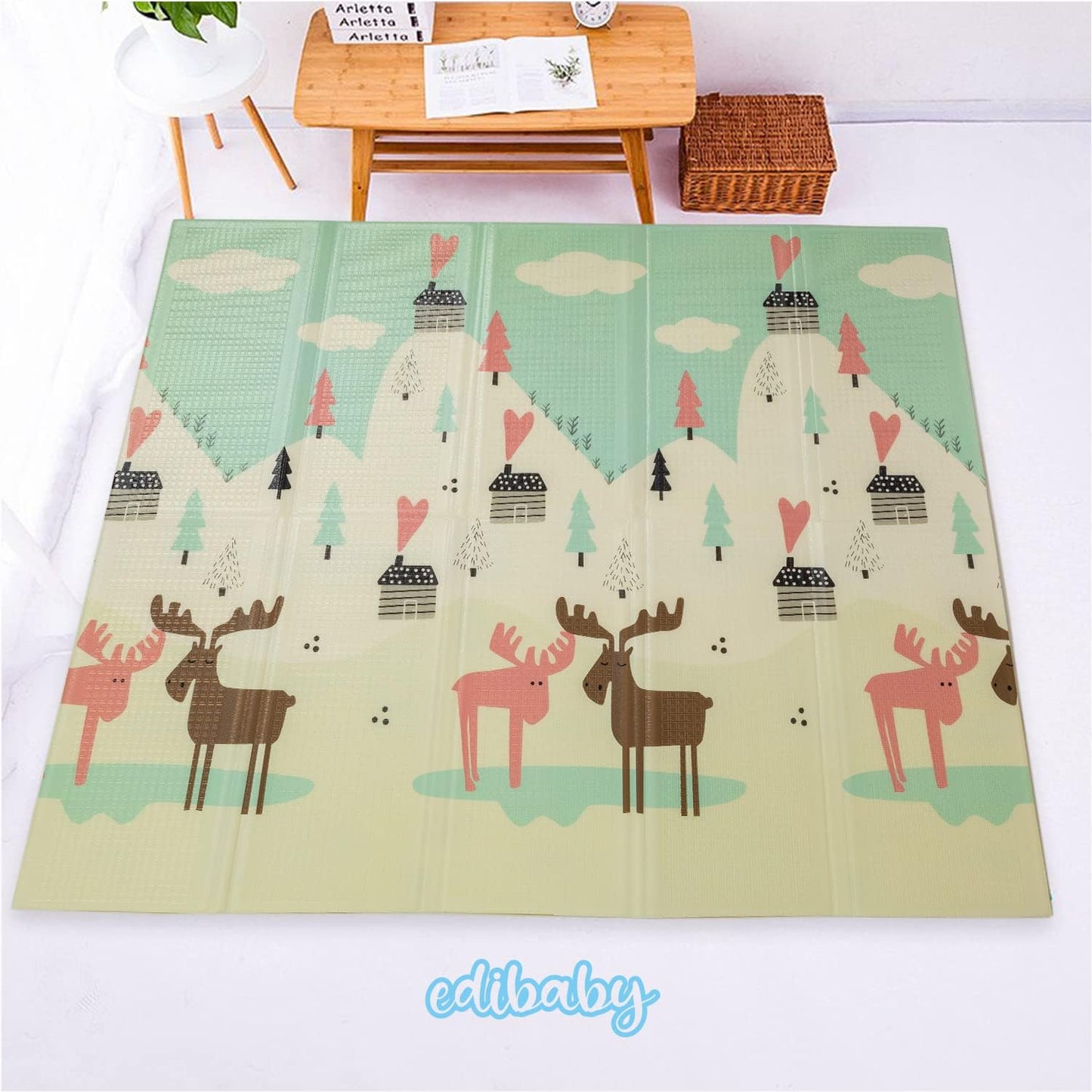 Alfombra Bebe, 1.5cm Grosor, Diseño Infantil, 200 X 180 Cm, Acolchada De Xpe, Reversible_5