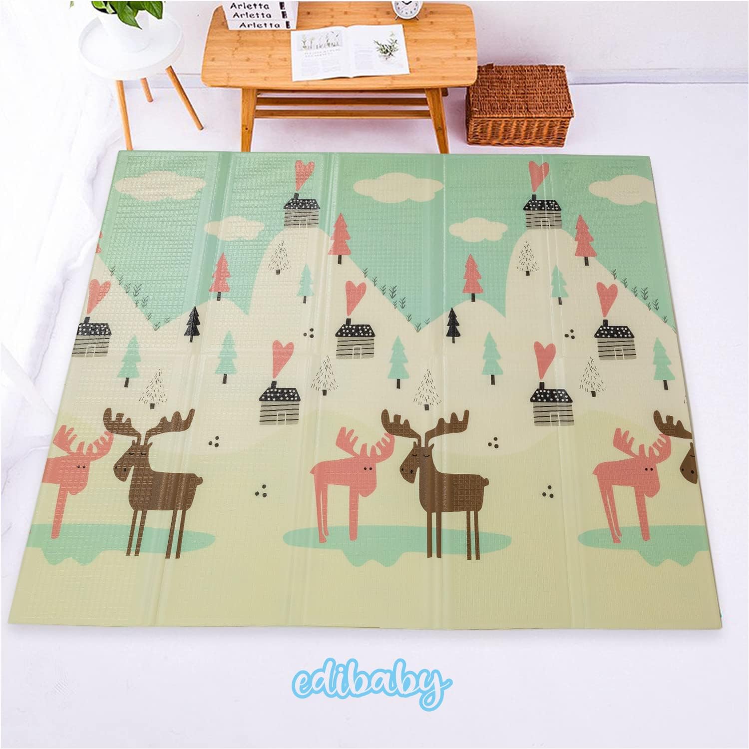 Alfombra Bebe, 1.5cm Grosor, Diseño Infantil, 200 X 180 Cm, Acolchada De Xpe, Reversible_5