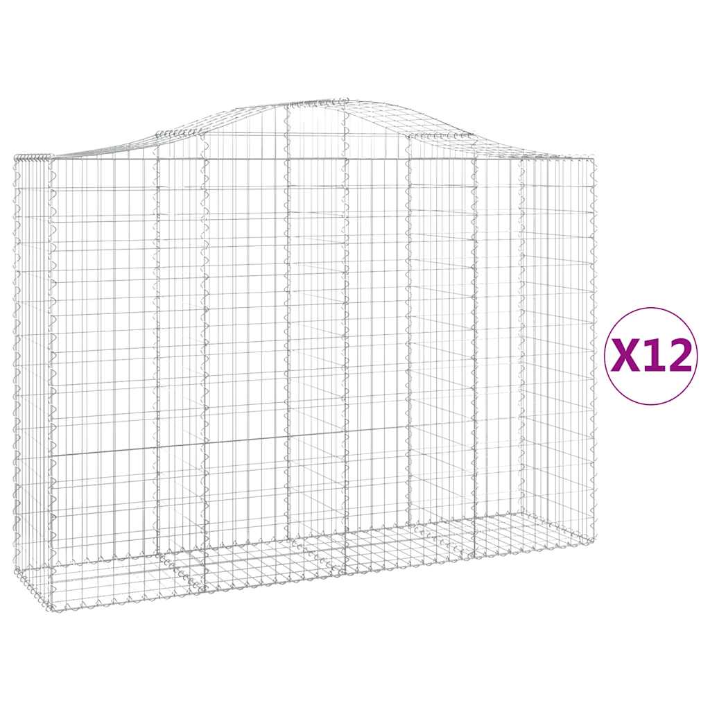 Cestas Gaviones 12 Uds Forma De Arco Hierro 200x50x140/160 Cm_0
