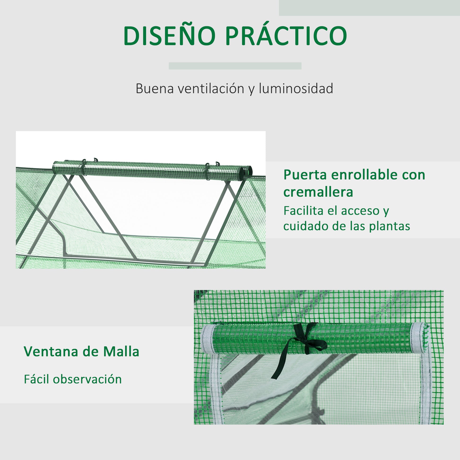 Outsunny Invernadero De Exterior Con 4 Ventanas Enrollables 180x140x80 Cm Verde_5