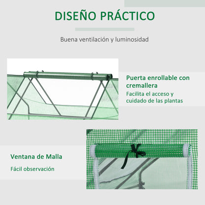 Outsunny Invernadero De Exterior Con 4 Ventanas Enrollables 180x140x80 Cm Verde_5