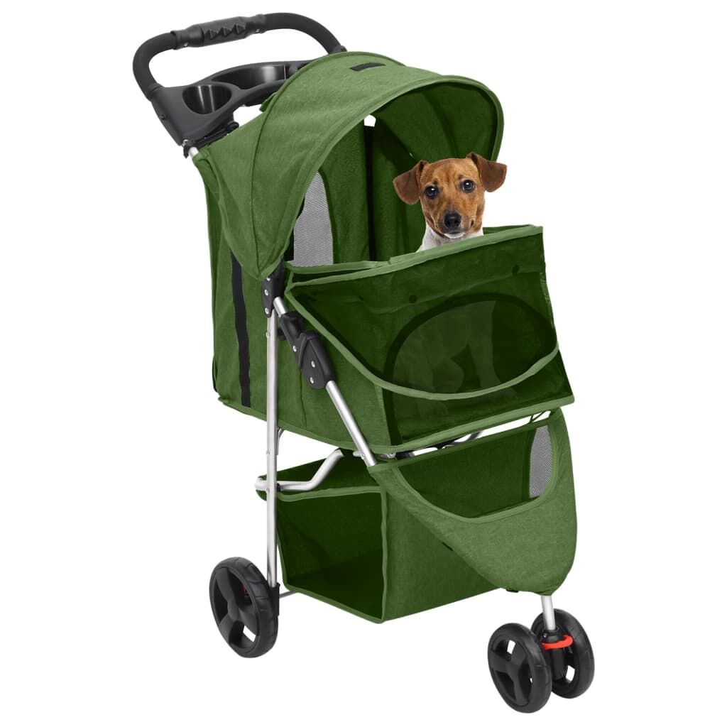 Vidaxl Cochecito Para Perros Plegable Tela Oxford Verde 80x46x98 Cm_1