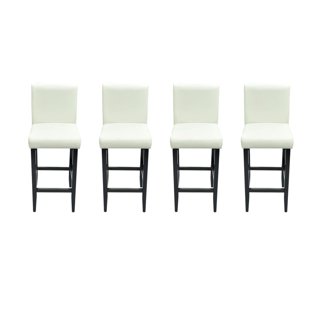 Taburetes De Cocina 4 Unidades Cuero Artificial Blanco_0