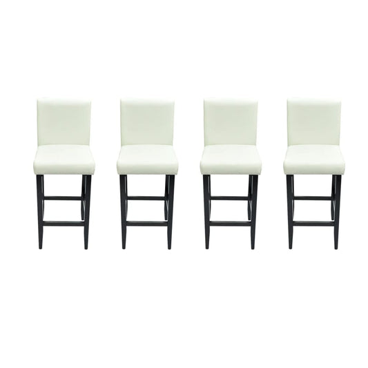 Taburetes De Cocina 4 Unidades Cuero Artificial Blanco_0