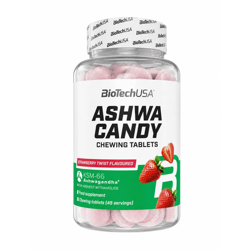 Ashwa Candy - 90 Tabletas - Fresa - Ashwagandha - Biotech Usa_0