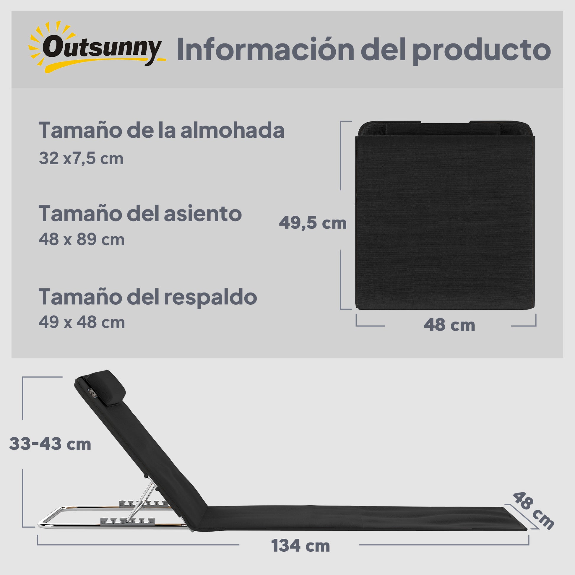Outsunny Conjunto De 2 Esterillas De Playa Plegable 134x48x33-43 Cm Negro_2