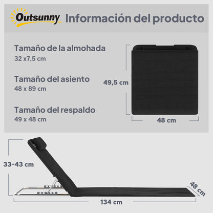 Outsunny Conjunto De 2 Esterillas De Playa Plegable 134x48x33-43 Cm Negro_2