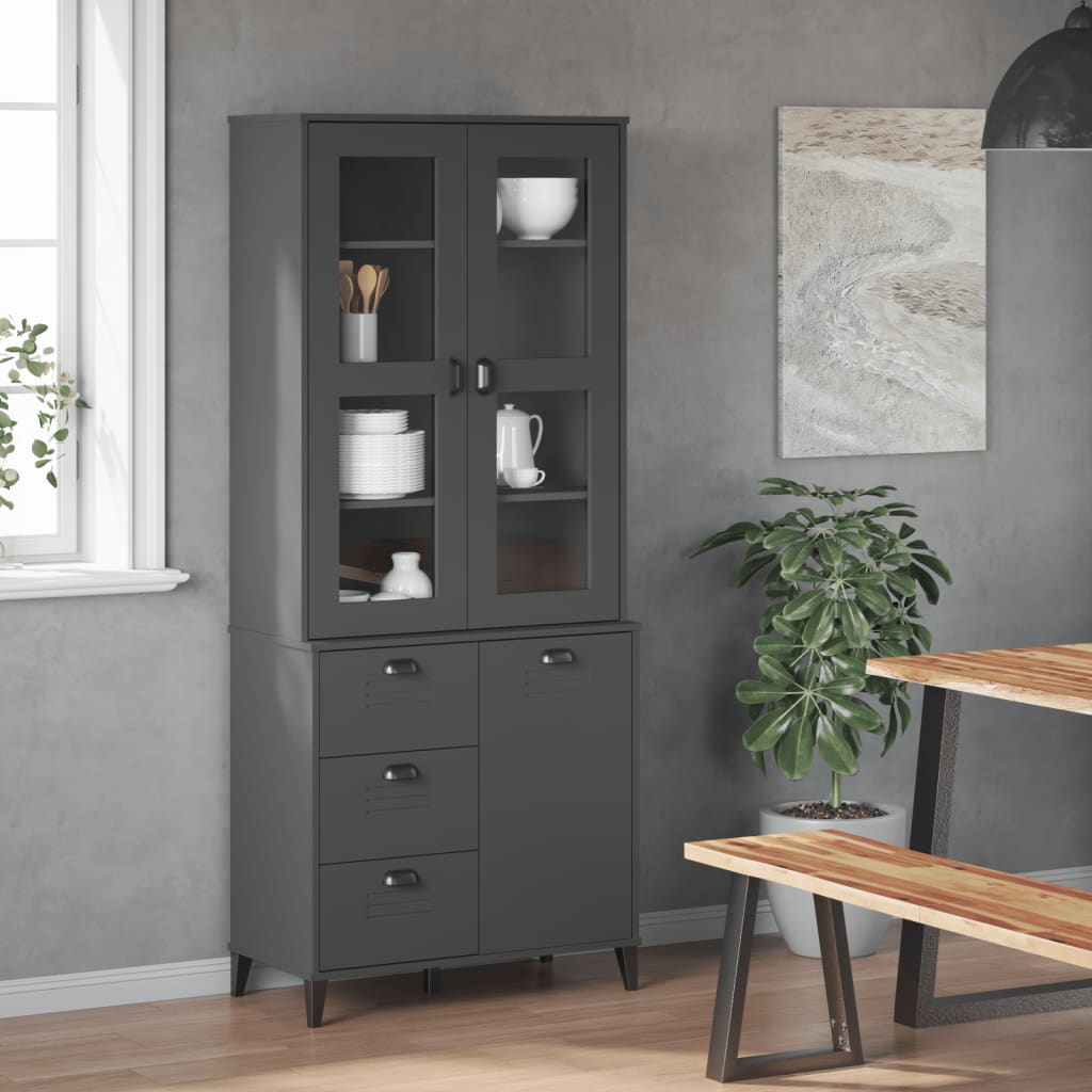 Aparador Alto Viken Madera De Pino Gris Antracita 80x40x190 Cm / Vetonek_4