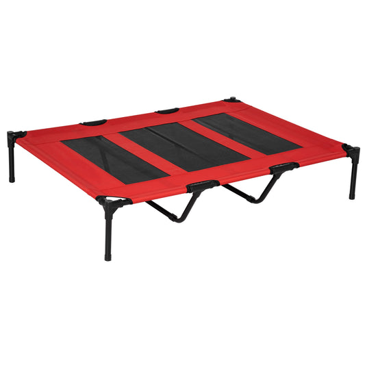 Pawhut Cama Elevada Perros Transpirable Interiores Exteriores 122x92x23 Cm Rojo_0