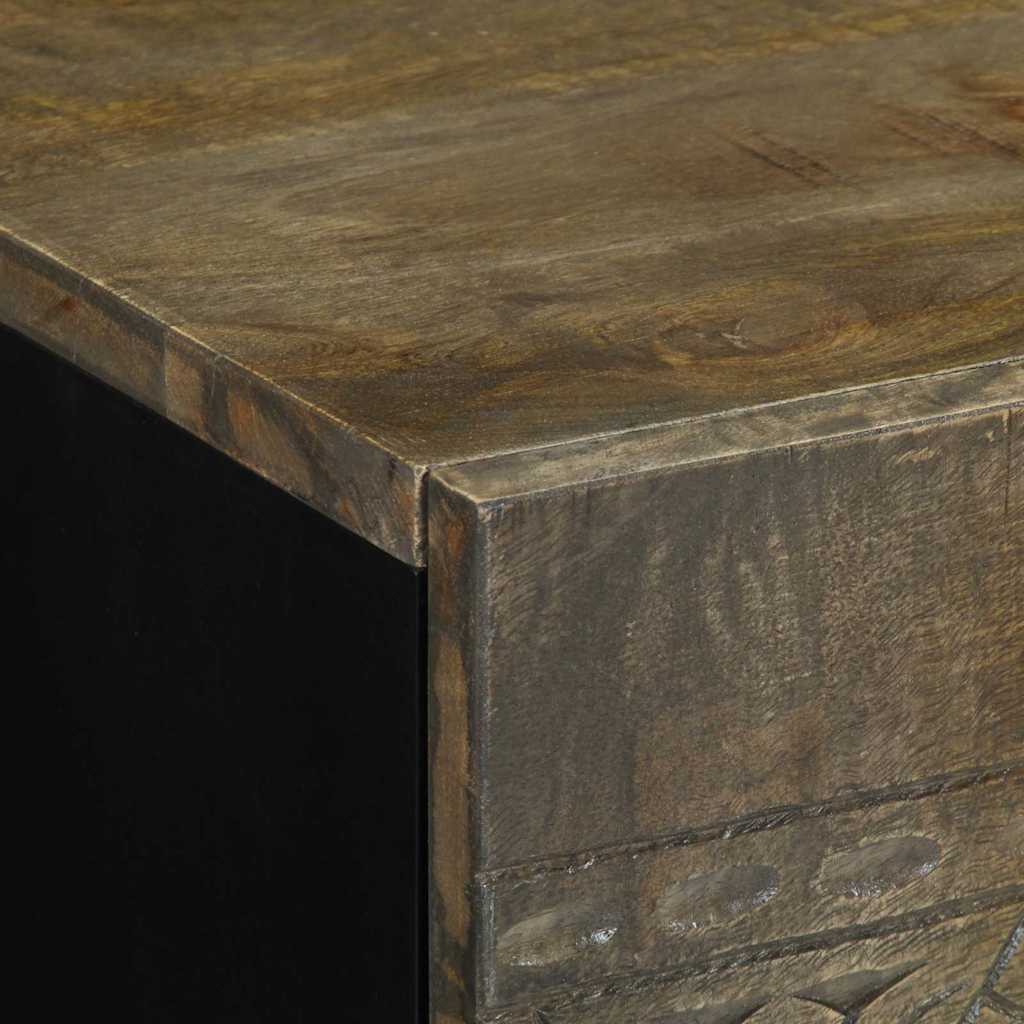 Mesita De Noche Madera Maciza De Mango Gris Claro 50x33x60 Cm_4