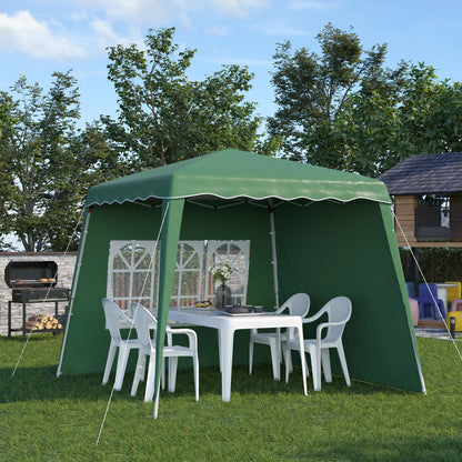 Outsunny Carpa Plegable 2 Paredes Laterales 2,89x2,89 M Altura Ajustable Verde_1