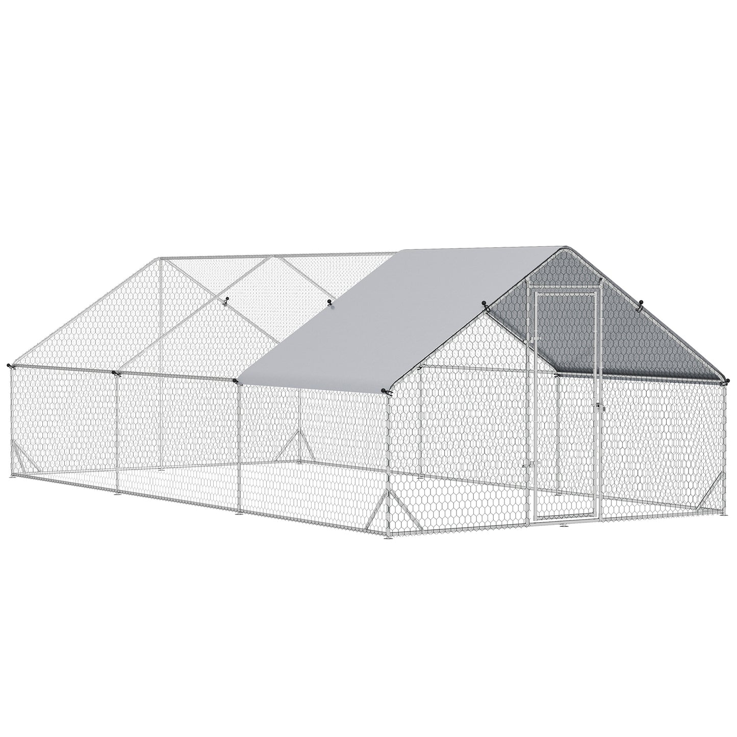 Pawhut Gallinero Para Exterior 3x6x2m Con Cubierta De Pe Y Cerradura Plata_0