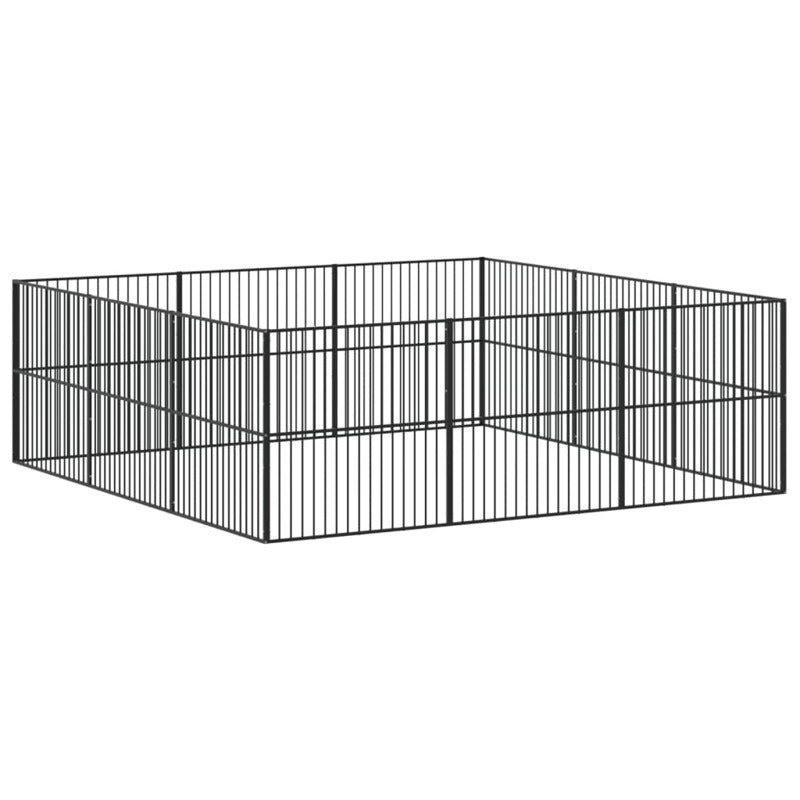 Vidaxl Corralito Para Perros Con 12 Paneles Acero Galvanizado Negro_5
