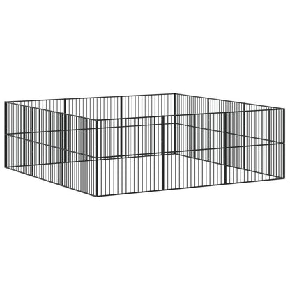 Vidaxl Corralito Para Perros Con 12 Paneles Acero Galvanizado Negro_5