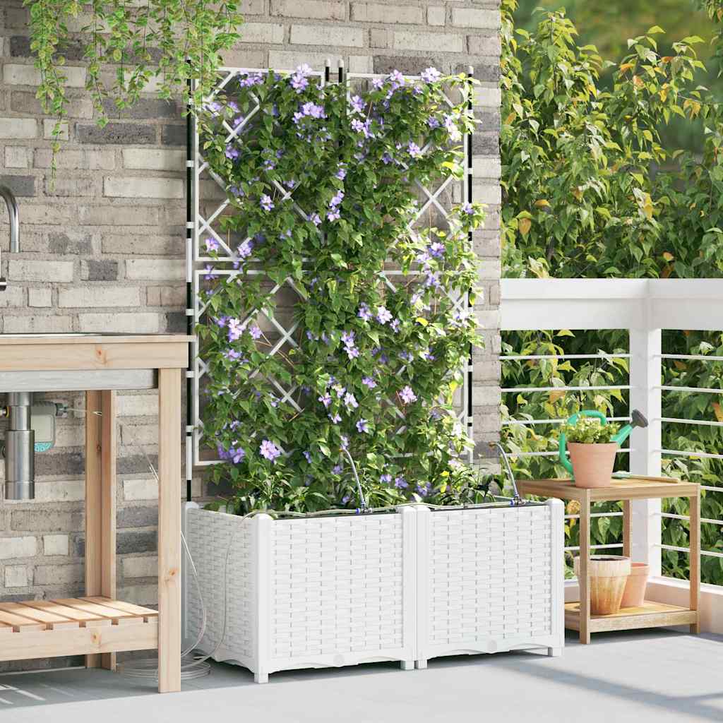 Macetero De Jardín 2 Uds. Blanco 80 X 40 X 142 Cm Pp_1