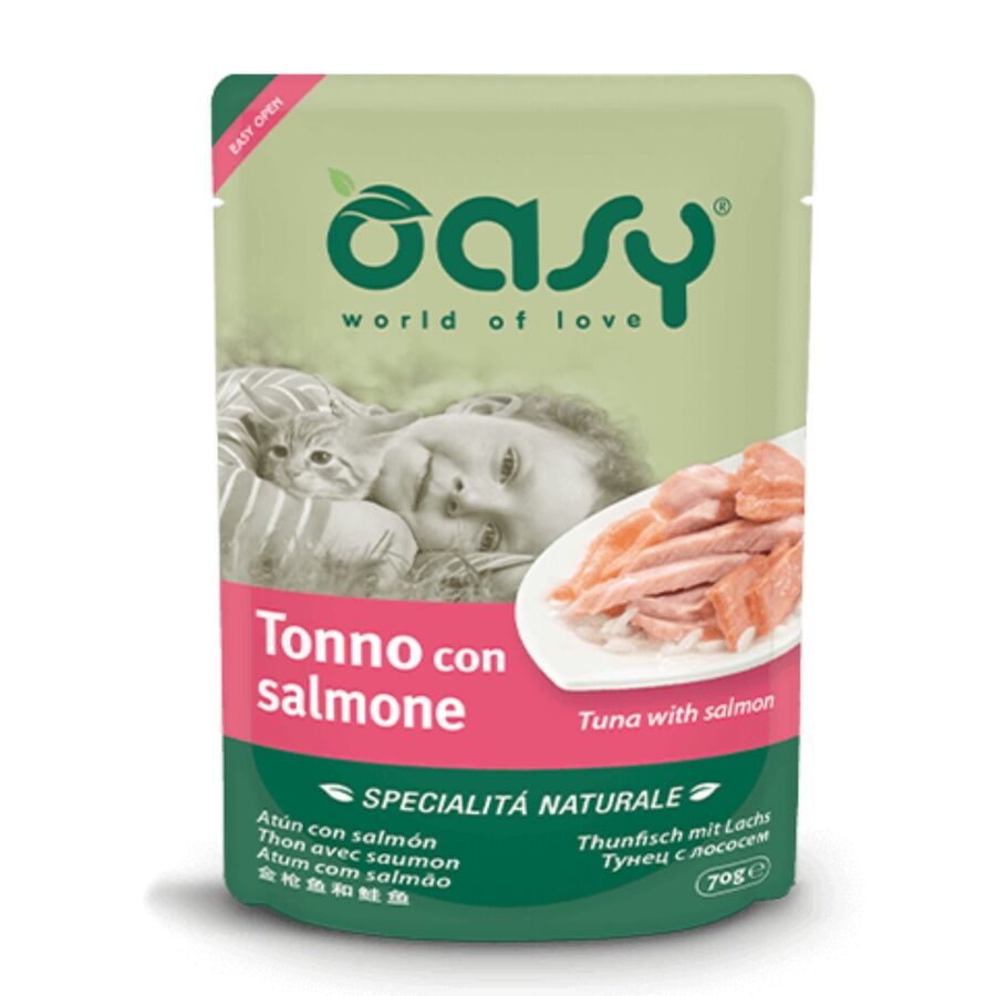 24 Sobres De Comida Oasy Para Gato En Jelly Pouch 24x70g Atun Y Salmon_0