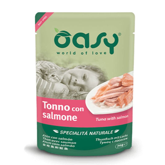 24 Sobres De Comida Oasy Para Gato En Jelly Pouch 24x70g Atun Y Salmon_0