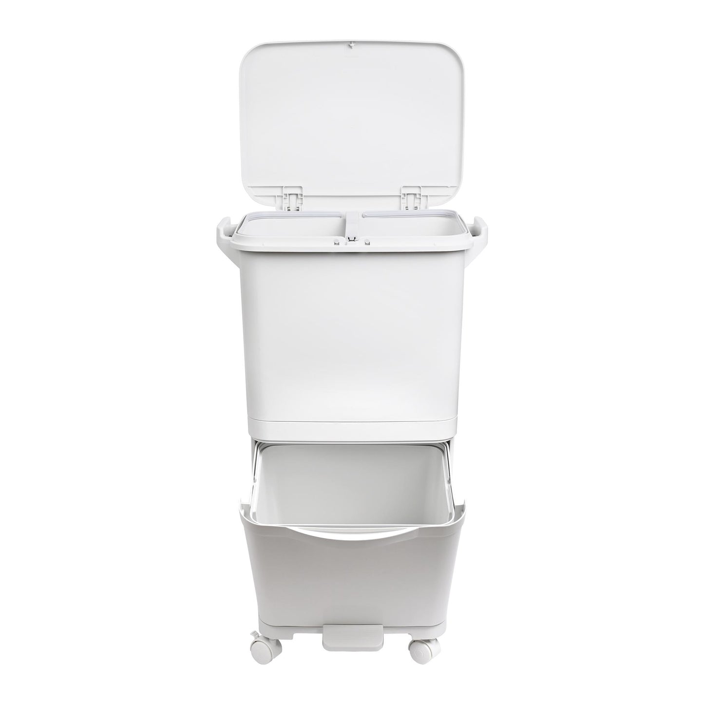 Papelera De Reciclaje Selectiva Con Pedal, Ruedas Y Asa 38l (24l + 14l) - Well Home_1