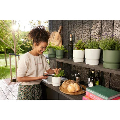 Macetero con plato integrado Greenville Elho Blanco 18 cm