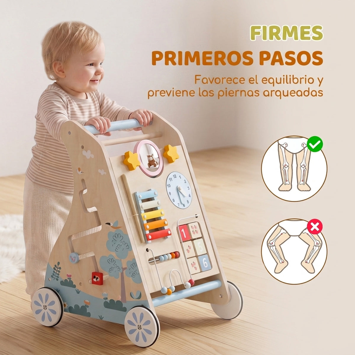 Aiyaplay Andador Madera Bebé 3 En 1 Panel Desmontable De Doble Cara Natural_5