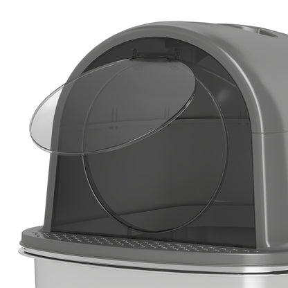 Pawhut Arenero Para Gatos Cubierto De Acero Inoxidable Con Pala Gris Oscuro_4