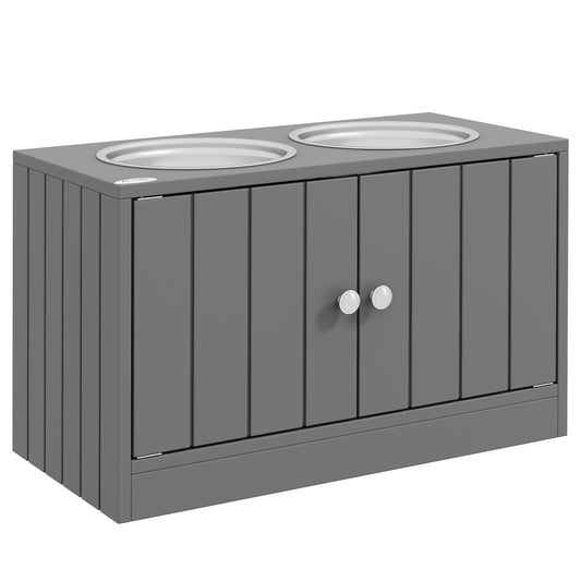 Pawhut Comedero Elevado Para Perros Con 2 Cuencos De Acero Inoxidable 2 Puertas_0