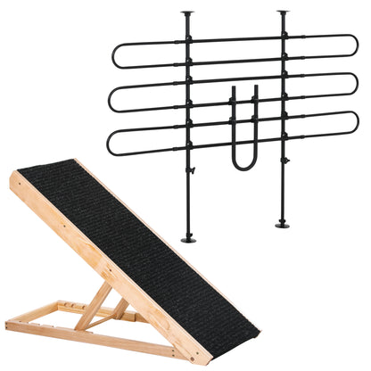 Pawhut Conjunto Para Mascotas 87-135x85-120 Cm 90x40x61 Cm Negro Y Natural_0