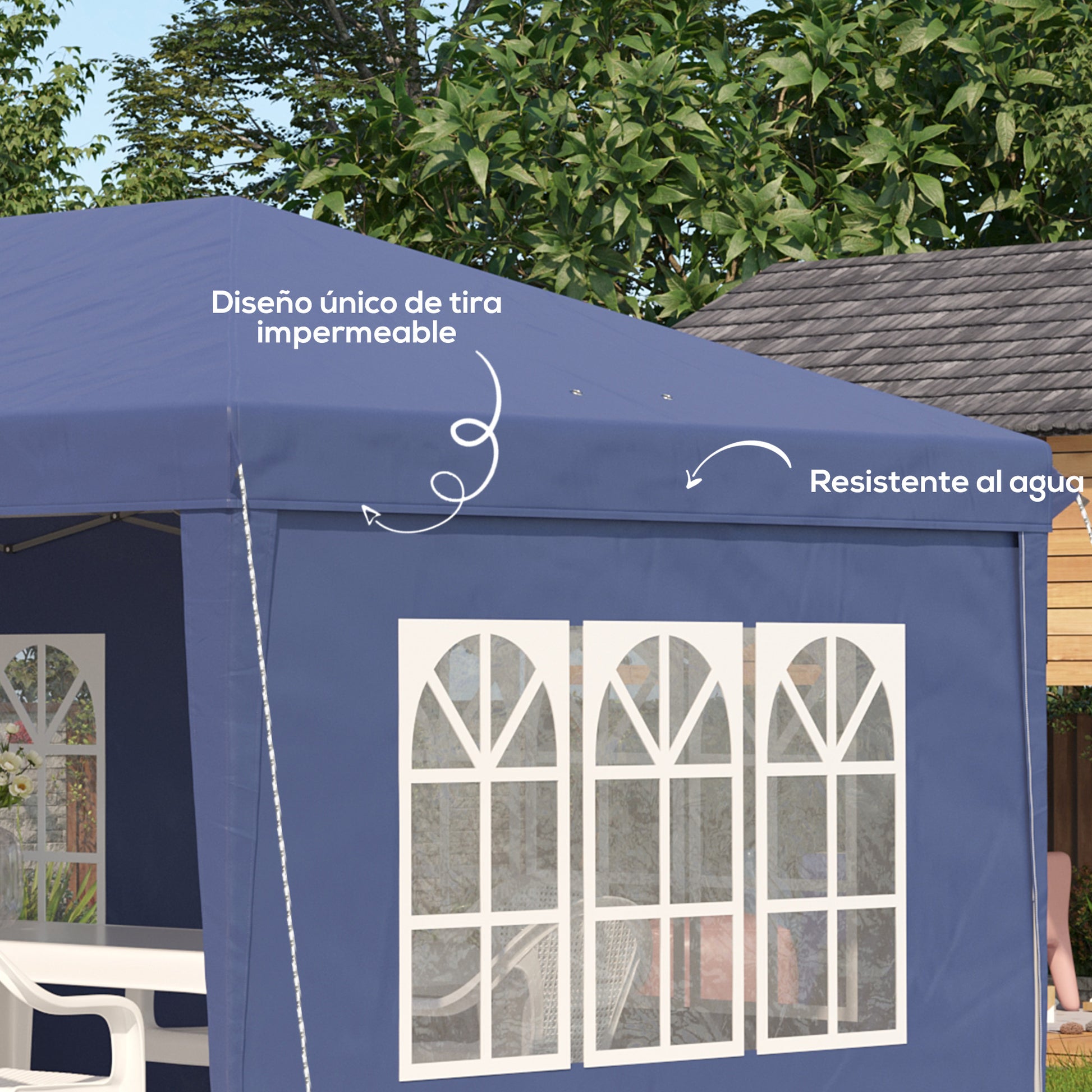 Outsunny Carpa Plegable 6x3 M Con 4 Laterales Desmontables 4 Ventanas Azul_5
