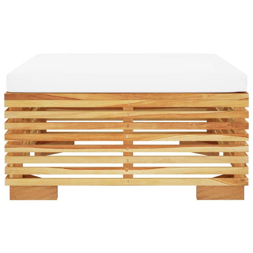 Vidaxl Taburete De Jardín Con Cojín Color Crema Madera Maciza Teca_3