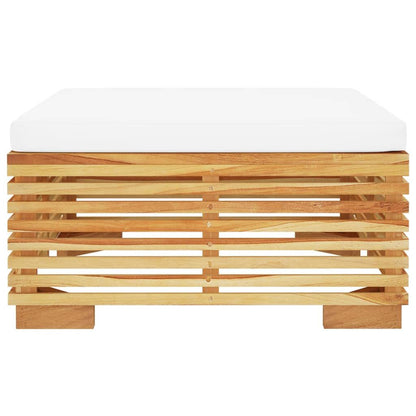 Vidaxl Taburete De Jardín Con Cojín Color Crema Madera Maciza Teca_3